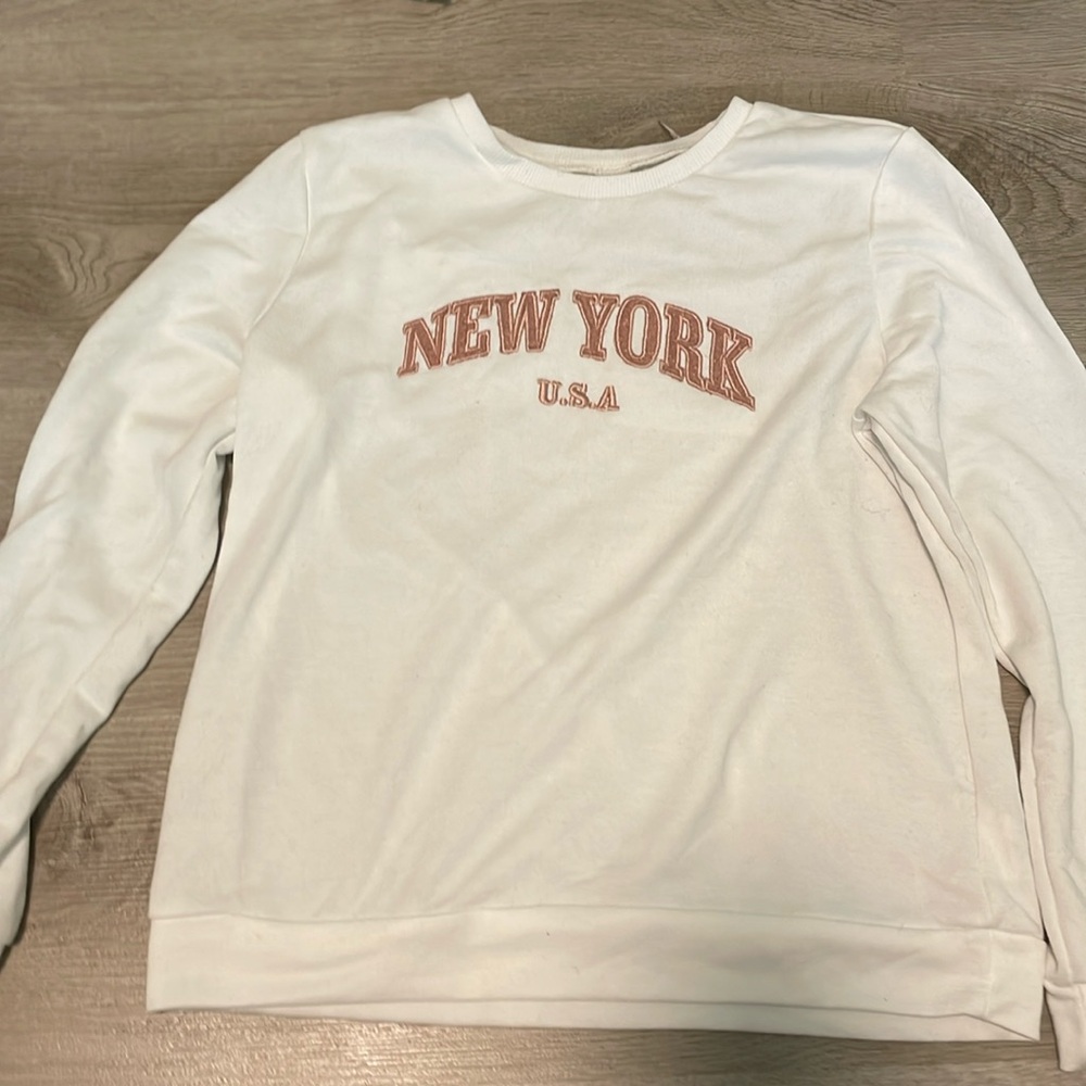 Children’s White Embroidered Creneck